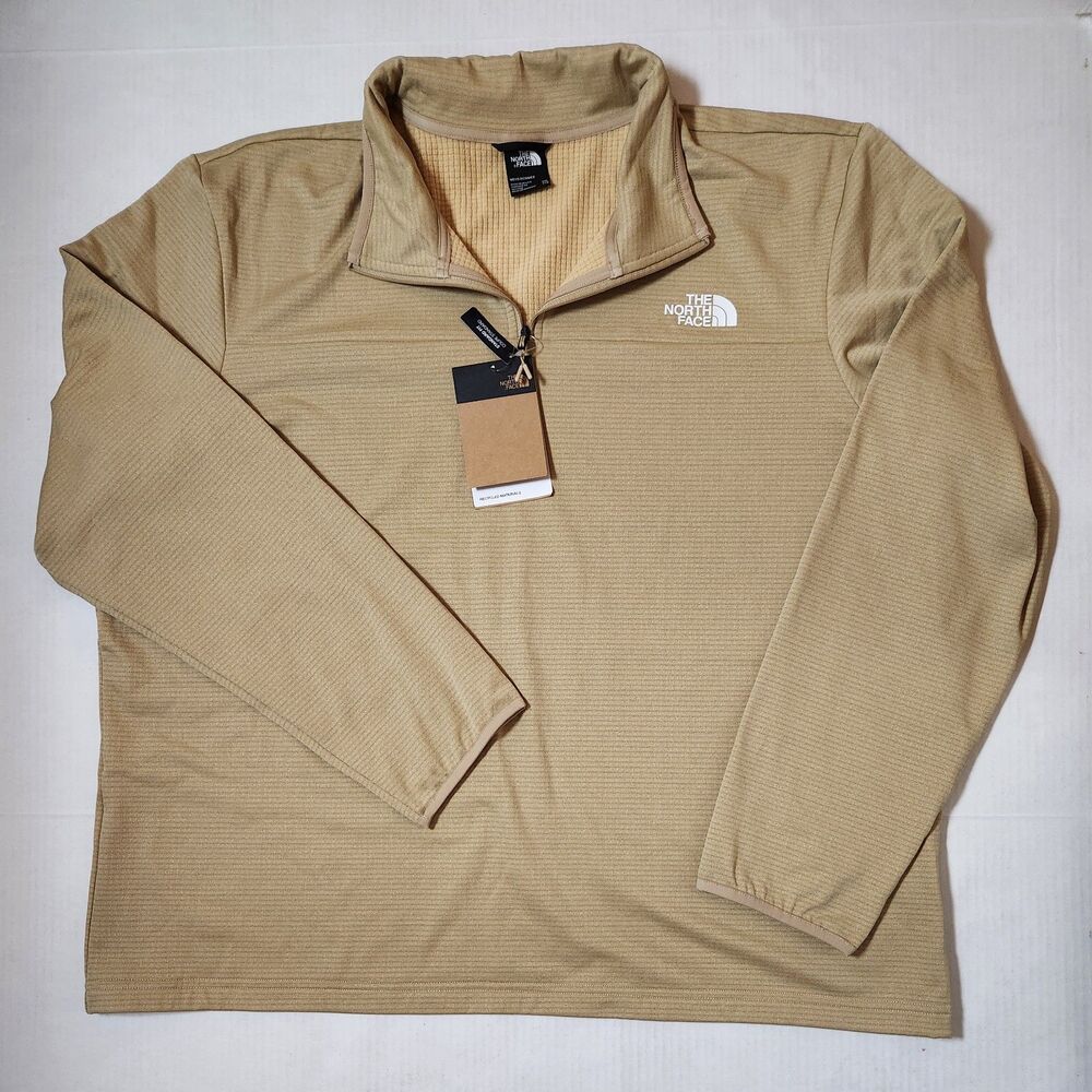The North Face Men’s XXL Khaki Stone Trail Grid Quarter‑Zip Fleece